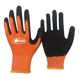 NMsafety sarung tangan taman oranye pegangan industri keselamatan bekerja sarung tangan dilapisi lateks pertanian produsen sarung tangan di Cina