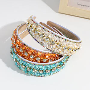 Nouvelle Arrivée de Luxe Élégant Bandeau en Strass Cendre Turquoise Décoration Cerceau à Cheveux Bandeau Coloré à Bord Large pour Femmes Filles - Product Image 5