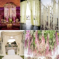 Supplier Pernikahan Dekorasi Pernikahan Simulasi Bunga Wisteria Buatan Padat Dekorasi Rumah