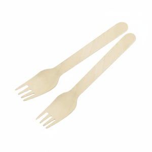 Fourchettes en bois biodégradables FSC 30pcs boîte de 108 couverts en bois jetables écologiques pour hôtels et fêtes - Product Image 2