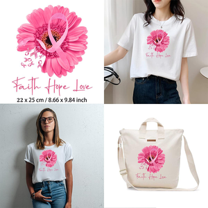 Sensibilisation au cancer du sein conception de transfert sensibilisation au cancer du sein fer sur décalcomanies pour t-shirts vêtements oreiller vêtements sac à dos - Product Image 4