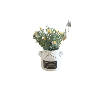 Gypsophila Artificial Mini Potted <b>Plant</b> Milk Bottle Ceramic Pot Set Fake Flower Ornament For Home Desktop Art Craft Decor - Product Image 5