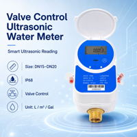 Compteur d'eau numérique ultrasonique prépayé 1/2 3/4 pouce PN16 RS485 avec vanne, débitmètre IoT en gallons/litres pour eau chaude