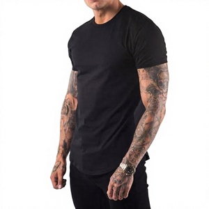 T-shirt pour homme à col rond noir à manches courtes, couleur unie, tissu jersey teint uni, style décontracté, coton, t-shirts pour homme - Product Image 1