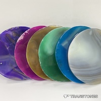 Carrelage de sol en tranches d'agate ronde naturelle polie colorée décorée