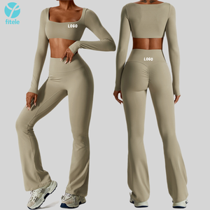 Completo Sportivo Donna di Alta Qualità: Reggiseno Sportivo, Leggings a Vita Alta, Maglia a Maniche Lunghe, Abbigliamento da Palestra, <span class=keywords><strong>Fitness</strong></span> e <span class=keywords><strong>Yoga</strong></span> - Product Image 2