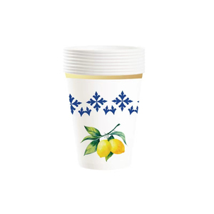 DAMAI Vaisselle jetable en porcelaine bleue et blanche pour fête d'anniversaire au citron, assiettes, gobelets, serviettes, ensemble de vaisselle de fête - Product Image 5