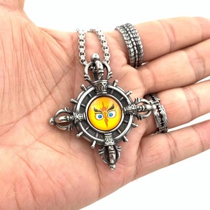 Pendentif unisexe en acier titane Vajra God Eye, serti clos, forme visage, cadeau 216056 - Product Image 2