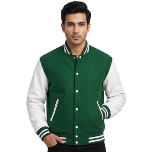 Bomber Baseball Varsity Jacket for <b>Men</b> Custom Wholesale Print Logo Blank Plain Polyester Black Boys - Product Image 1