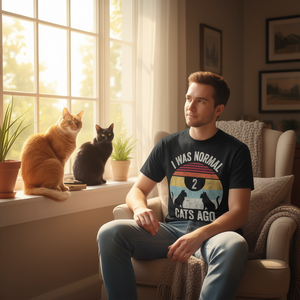 Camiseta vintage con diseño de gatos I Was Normal 2 Cats Ago, color negro, unisex, talla para adultos S M L XL XXL - Product Image 3