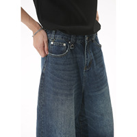 MTLCLOTHES Jean vintage homme taille mi-haute style coréen et hongkongais, denim délavé multicolore, coupe courte, jambe large évasée, nylon/coton, été