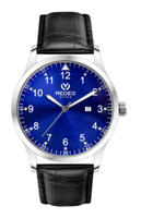 Montre pour homme MEDEO Luxury Charm MIYOTA, mouvement analogique, bracelet en cuir noir 24 mm, acier inoxydable, étanche, aiguilles lumineuses.