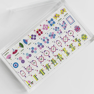 En stock, vente en gros, <span class=keywords><strong>Mahjong</strong></span> américain en acrylique gravé motif léopard écaille de tortue, 160 tuiles, imprimé animal de luxe, OEM, livraison gratuite - Product Image 3