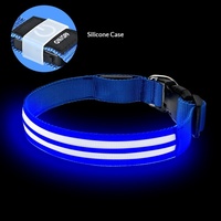 Accessoires pour animaux de compagnie en gros chargement USB nylon lumineux luxe collier lumineux pour chat et chien