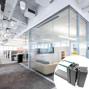 Vách ngăn văn phòng bằng kính khung nhôm với tấm cách âm chống cháy Tường Văn phòng thương mại tạm thời - Product Image 1