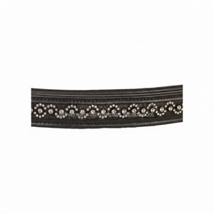 Venta al por mayor todas las formas banda de cejas de caballo de cuero acolchado negro con cristales plateados diamantes de imitación banda de cejas Bling - Product Image 1