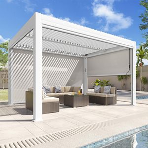 Pabellón de jardín al aire libre <span class=keywords><strong>Bioclima</strong></span> de aluminio, persiana de rejilla impermeable, pérgola y cenador para su espacio al aire libre - Product Image 1