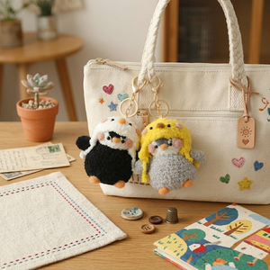 Portachiavi all'ingrosso Amigurumi fatto a mano all'uncinetto a forma di pinguino, ciondolo in filato, mini bambola animale marino lavorata a maglia, giocattolo da appendere, portachiavi - Product Image 6