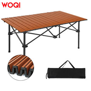 โต๊ะพับอลูมิเนียม Woqi รูปทรงสี่เหลี่ยมผืนผ้า สำหรับปิกนิกกลางแจ้ง แบบพกพา ฐานขาตั้ง สีน้ำตาลช็อกโกแลต สำหรับ 4 ที่นั่ง - Product Image 4