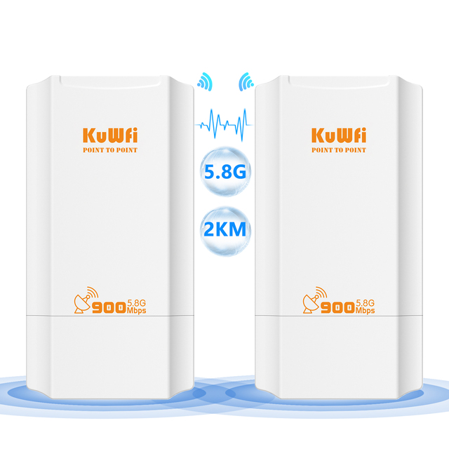 KuWFi 5.8ghz Wifi Bridge 1-2km Long Distance Outdoor Cpe 900mbps Wireless Access Point Wireless Bridge Point to Point