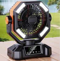 Nouvel arrivage Ventilateur solaire portable 20000mAh pour camping en plein air, ventilateur de table USB avec lumière LED et batterie externe pour cadeau pour enfants