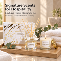 Ensemble de diffuseur de bougies sans flamme en cire de soja de luxe OEM, blanc parfumé, pour mariage, cadeaux de la Saint-Valentin, coffret cadeau pour invités, sans goutte