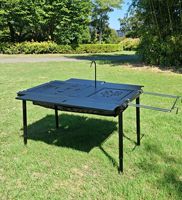Table de camping portable en aluminium à 3 unités, réglable en hauteur, grand plateau, pieds pliants, poste de travail de cuisine extérieur