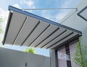 Waterproof Automatic PVC Retractable Pergola Outdoor Sunshade Electric PVC Folding Roof Cover Awning Canopy For Restaurant