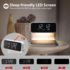 OEM Logo Dormitorio Mesa Escritorio Lámpara Led Cargador Luz Nocturna Despertador Digital Cargador Inalámbrico Universal para <span class=keywords><strong>iPhone</strong></span> Samsung - Product Image 4