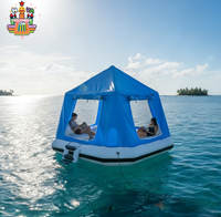 Carpa Flotante Inflable Comercial, Cabana, Plataforma Flotante para Ocio Acuático, Isla Flotante para Resort, Yate, Fiesta en el Mar