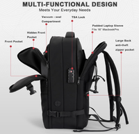 Sac à dos pour ordinateur portable de voyage et d'affaires, imperméable, durable, avec port USB, en polyester, antivol, avec fermeture à compression sous vide