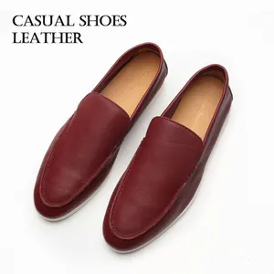 Stock Wholesale Cowhide Casual Moccasin Soft Driving Flat Penny Men's Casual Shoes