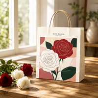 Sac en papier d'art à motif floral personnalisé avec poignée robuste, idéal pour les boutiques de détail