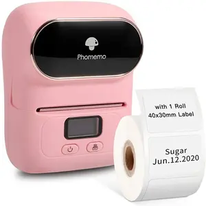 Phomemo M110 Label Maker Adres Barcode Photologo Business Home Label Printer Blue-Tooth Telefoon Usb Pc Met 1 Roll label