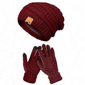 Women Winter <b>Beanie</b> Set Pom Knit <b>Hat</b> With Warm Fleece Lined Touchscreen Gloves for Cold Weather Promotional Gift - Product Image 2