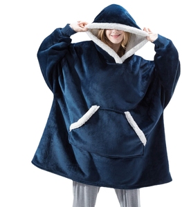Microfiber Custom Grey Sherpa <strong>Blanket</strong> <strong>Hoodie</strong> Fleece Plush <strong>Cosy</strong> Oversized <strong>Hoodie</strong> with Sleeves - Product Image 5