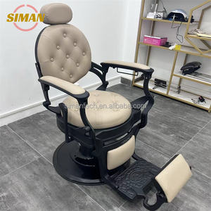 Siman Guangzhou Salon de coiffure prix bon marché Old School rouge <span class=keywords><strong>rose</strong></span> noir et or argent chaises de barbier pour salon de coiffure - Product Image 4
