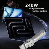 Kabel Data Mecha Putar 180 Derajat Double Elbow untuk Laptop Apple 17 Tipe-C ke USB C 240W Kabel Pengisian Daya Super Cepat Game Mobile