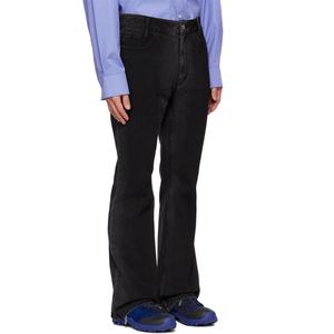 Baggy <b>Wide</b> <b>Leg</b> 100% Cotton Black Denim <b>Jeans</b> <b>Men</b> Flared <b>Jean</b> Pant - Product Image 4