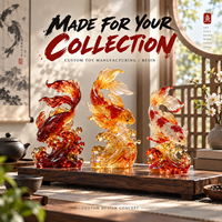 Figur Ikan Resin Kustom dalam Kotak Misteri, Sirip Mengalir Transparan, Koleksi Desainer, Produsen OEM