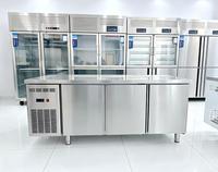 Mesa de Trabajo Refrigerada Comercial de Acero Inoxidable con 3 Puertas, Mesa Fría de Preparación de Cocina de Alta Resistencia para Restaurantes y Hoteles