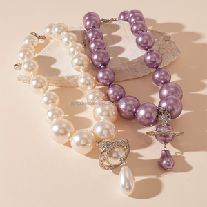 ヨーロピアンアメリカのハイエンド女性アクセサリースパイシーな女の子気質ネクタイ模造真珠の誇張されたファッショナブルなネックレス - Product Image 1