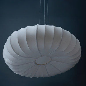 Lustre rond en tissu de style japonais, six ampoules E27, pour la décoration intérieure - Product Image 1