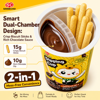 Biscuits longs en pot de 25g avec chocolat à tremper, double compartiment, tasse haute avec sauce cacao profonde, vente en gros, OEM, directement de l'usine