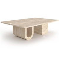 Table centrale en pierre U en travertin