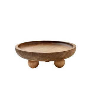 Wooden Tray Round Minimalist Design Decorative Storage For <b>Home</b> Desktop Use - Product Image 5