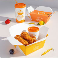 Caja de Almuerzo Plegable Desechable Ecológica de Papel Kraft Marrón, Resistente a Grasa y Aceite, para Catering, Personalizable, para Fideos