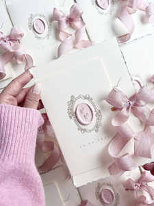 Invitations de mariage de luxe faites à la main en papier coton à bords festonnés, thème <span class=keywords><strong>rose</strong></span>, avec sceau de cire <span class=keywords><strong>et</strong></span> ruban de soie - Product Image 1