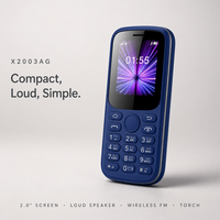 Ponsel Tombol 2.0 Inci X2003-3 1000mAh Linux GSM Dual SIM Wireless FM OEM