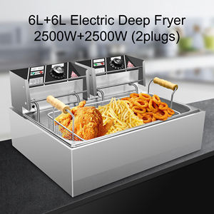 معدات مطابخ 2025 مقلاة بطاطس وماكينة قلي للمطاعم، قلاية دجاج عميقة مزدوجة بسعة 6+6 لتر للدجاج المقلي - Product Image 2